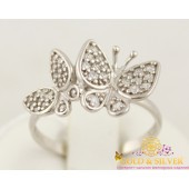 Серебряное кольцо Бабочки кв894с